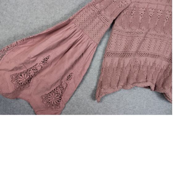 Altar'd State Lavender Bell Sleeve Crop Sweater Size Small - Picture 2 of 5
